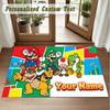 Crystal Velvet Square Rug Custom NameSuper Mario Pattern Non Slip Home Floor Decor Rug