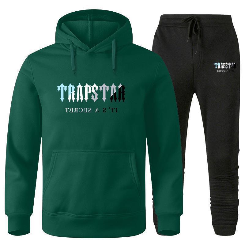 Trendy Brand Men's Trapstar Fleece-Lined Hoodie & Sweatpants Casual Fashion Sportswear Set