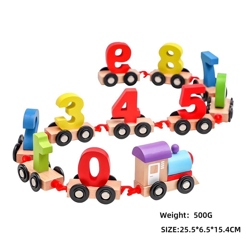 Preschool Education Wooden Train Toy Children's 12 Sections Magnetic Number Train Toys Preschool Wooden Train Carriag