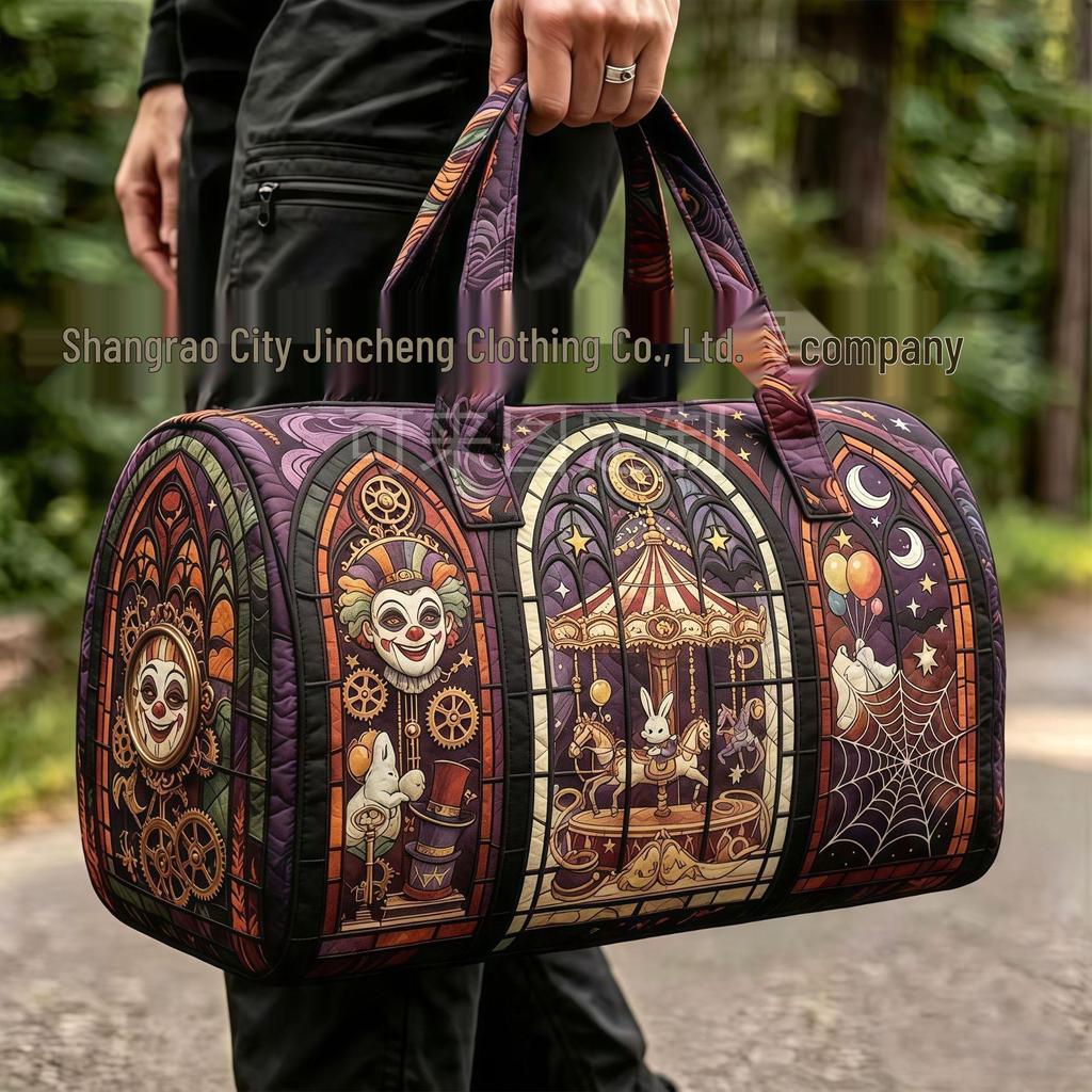 3D Gothic Buntglasdruck Halloween Sporttasche - Multifunktionale Reisetasche