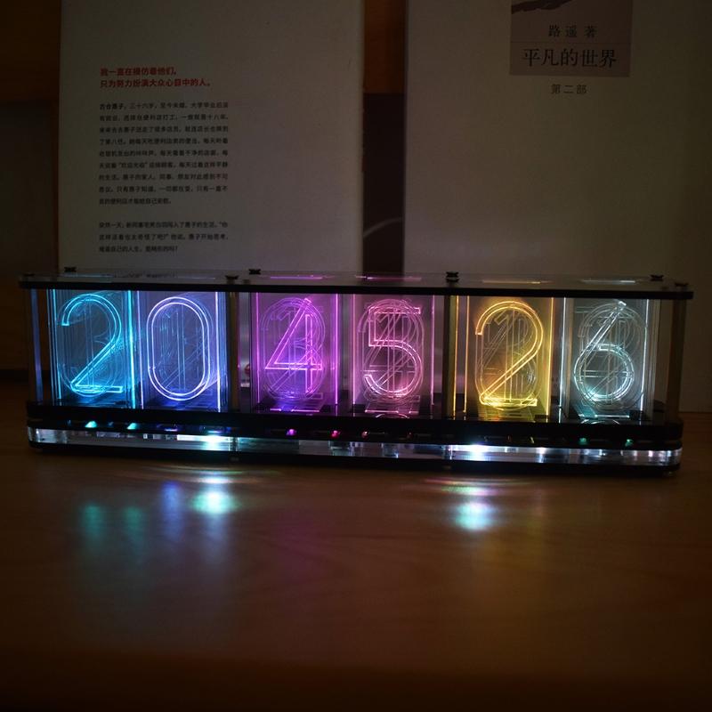 Imitate Full Color RGB Glow Tube Clock LED Music Spectrum DIY Kits Decoration Gift Night Light Atmosphere Light