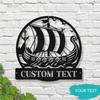 Unique Custom Viking Ship Metal Wall Art Nordic Nameplate Round Decor