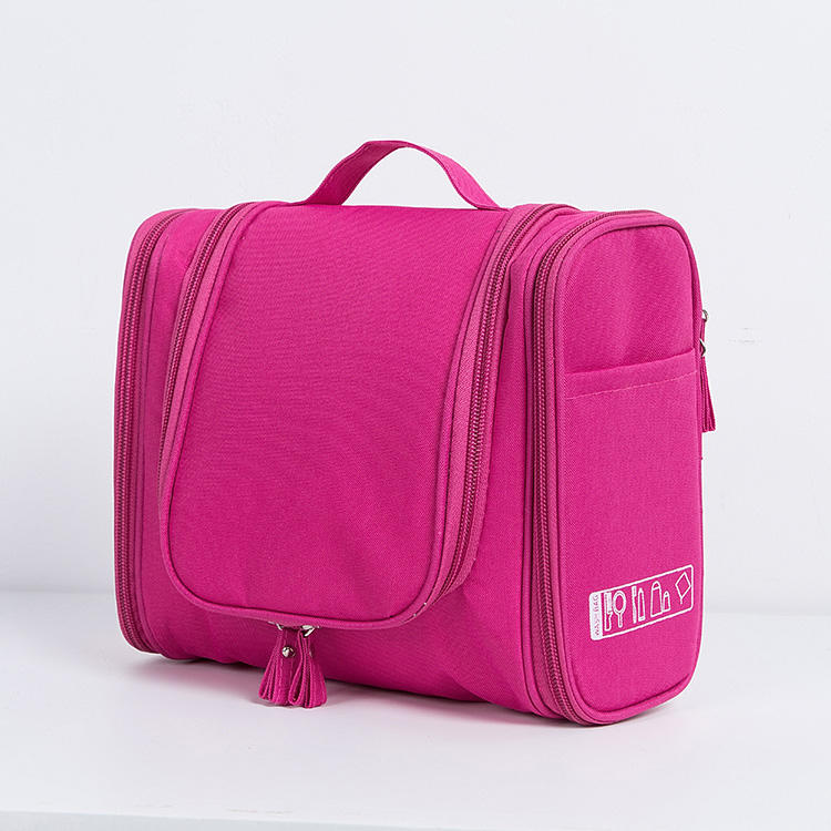 Pure Color Multi Compartment Pockets Oxford Cloth Wash Toiletry Bag Travel Portable For Toothbrush Storage