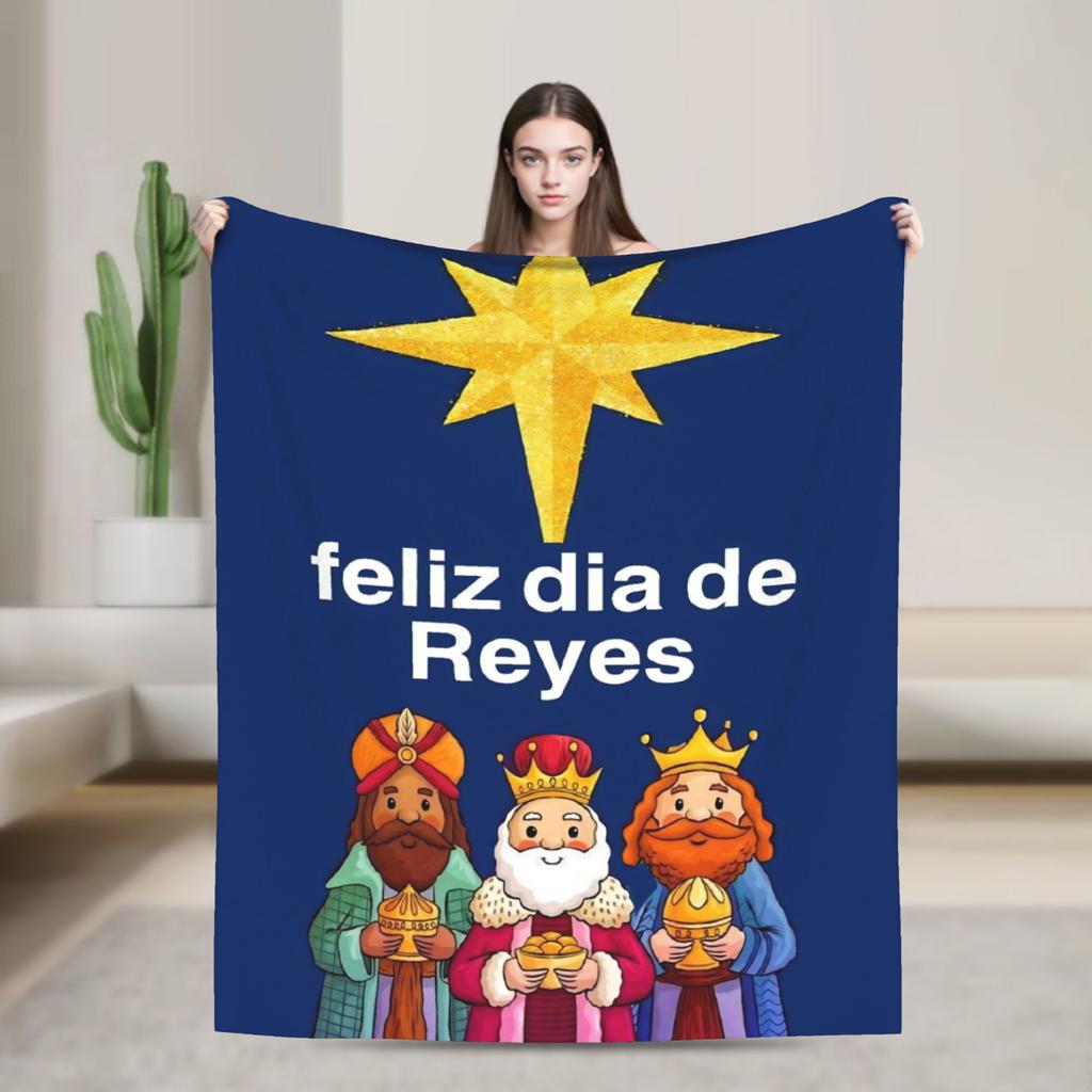 Día de los Reyes Magos Throw Blanket for Couch  Fuzzy Soft Plush Blanket 50x60 Inches Multi-size Bedspread for All Seasons