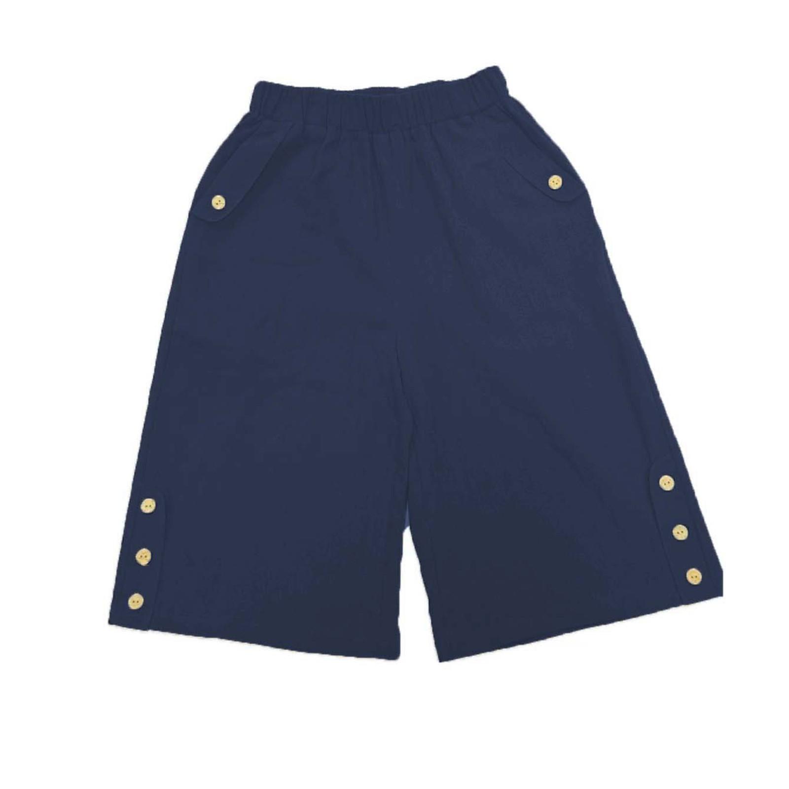 

Женские модные однотонные повседневные брюки с эластичным поясом и карманами длиной пять четвертей, прямые брюки L тёмно-синий