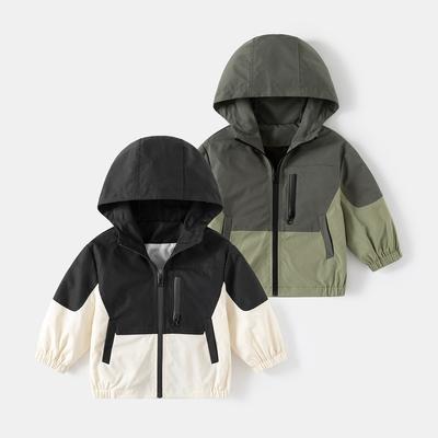 Boys Hooded Zip Up Jacket Windbreaker Lightweight Casual Autumn Outerwear for Kids
