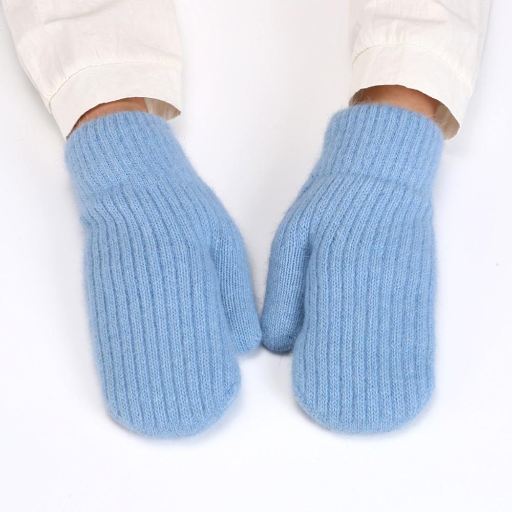 Keep Warm Full Finger Gloves Furry Drive Cycling Mittens New Knitted Wool Gloves Winter