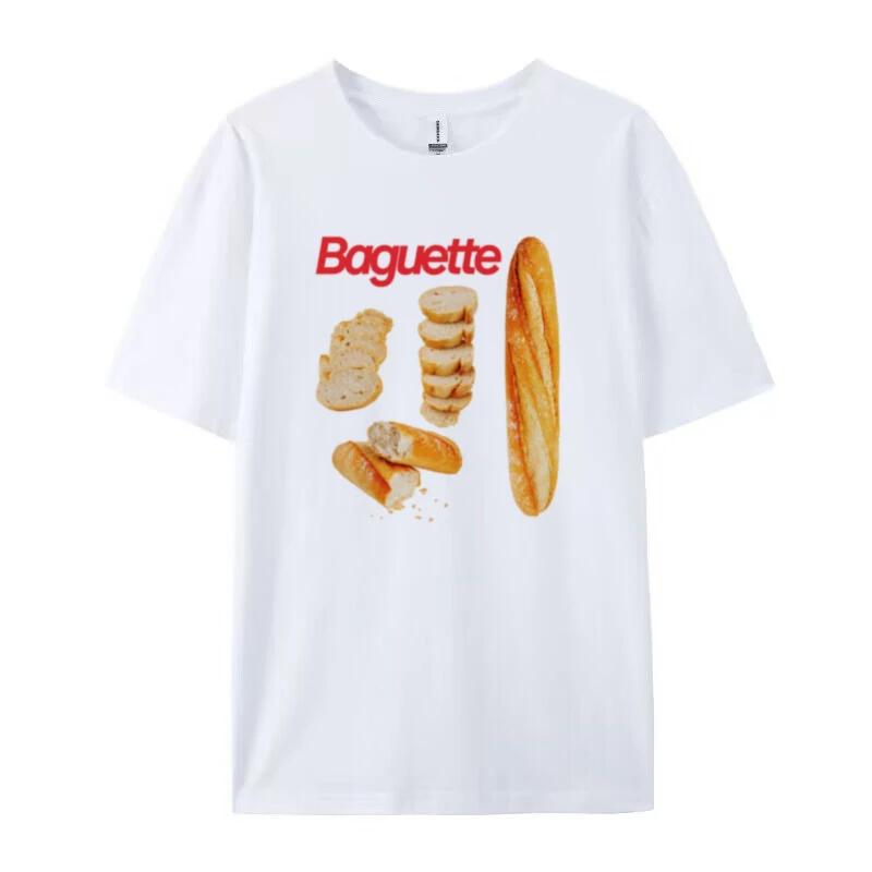 Women Y2k Aesthetic Baguette T Shirt Cute Bread Lover TShirt Breakfast Foodie Tee Shirt Unisex Summer Fashion Streetwear Tops S