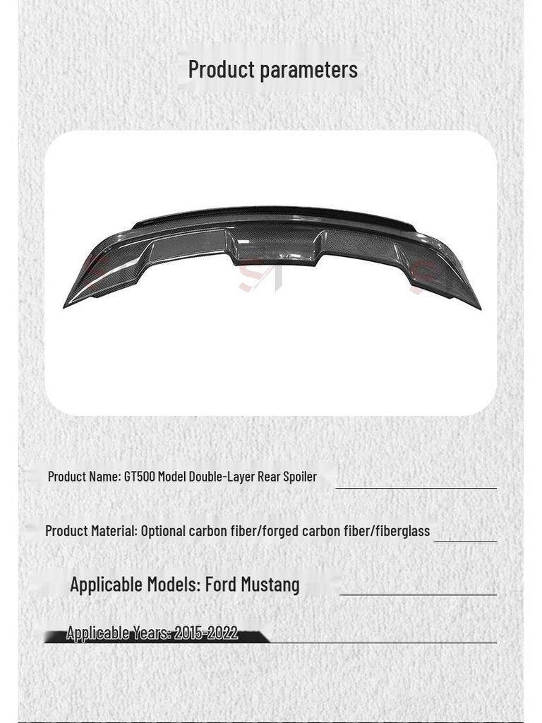 Ford Mustang GT500S Carbon Fiber Double-Layer Rear Spoiler & Diffuser Wing