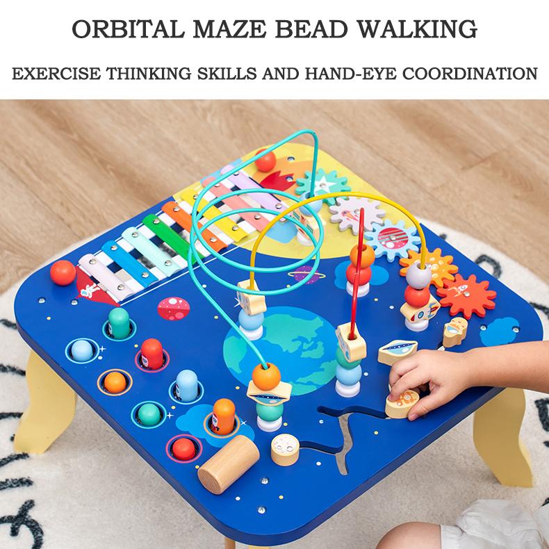 BABIBO Wooden Desktop Beads/multi-functional Game Table/early Education Cognitive Teaching Toys/eight-tone Piano Puzzle Game Table