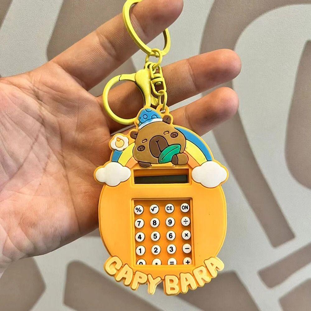 

Silicone Kapybara Calculator New Stationery Cartoon Key Chain Kapybara Little Pufferfish Calculator жёлтый