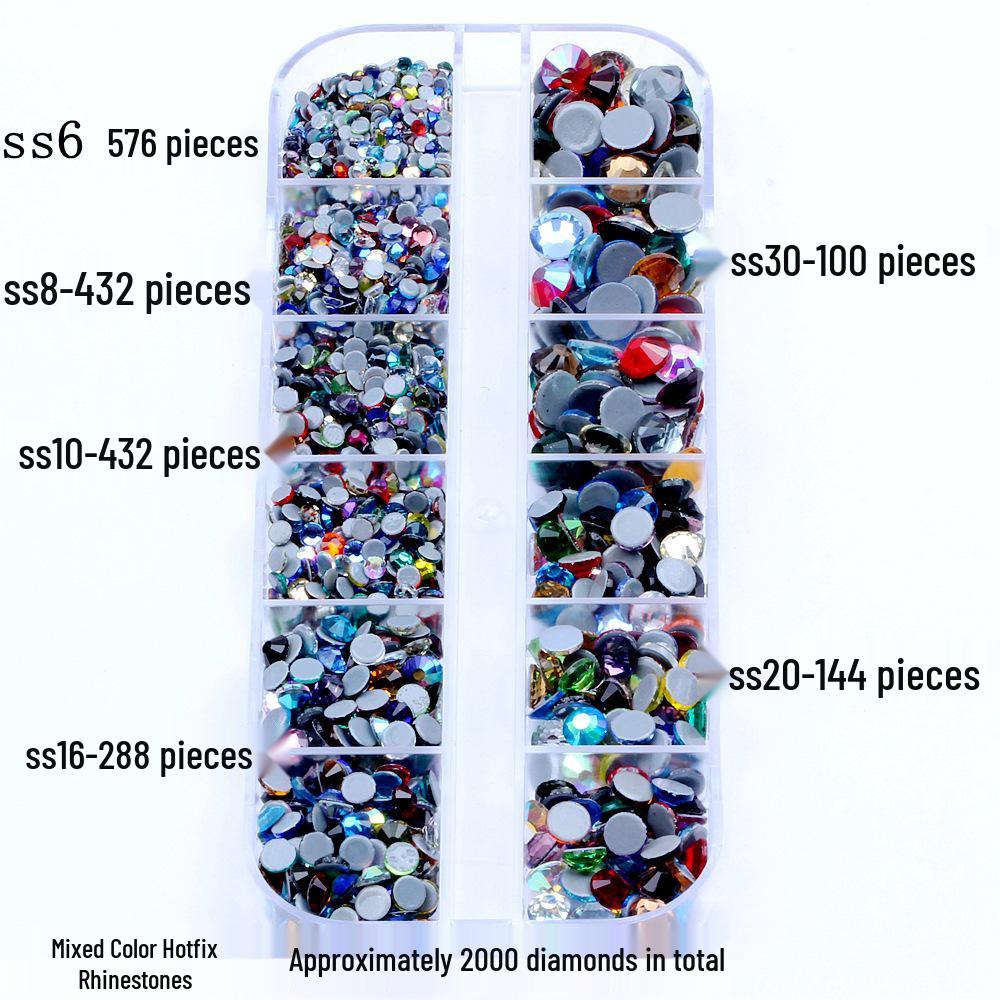 

Премиум набор для нейл-арта: Имитация австрийских АВ и прозрачных стеклянных стразов, коробка с 12 ячейками