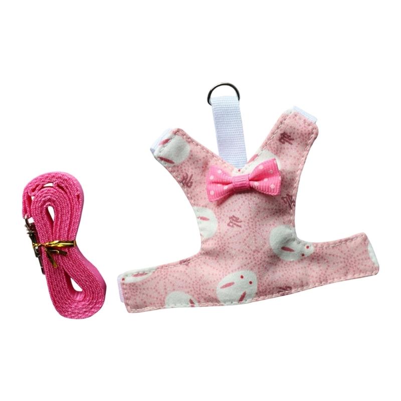 Comfortable Small Animal Harness Rope with Lovely Pattern Walking Vest Leash for Small Pet Outdoor Activity Essential