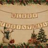 Christmas Decorations - Vintage Merry Christmas Banner - Retro Nostalgic Traditional Old Fashioned Victorian Xmas Holiday Decor