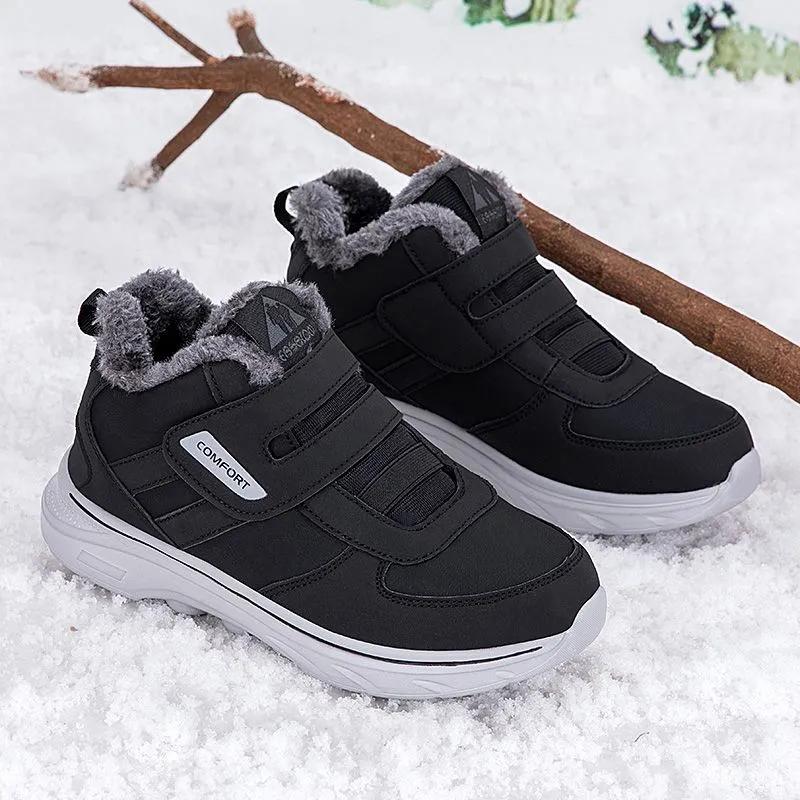 Winter Men's Sneakers Thick Plush Warm Men's Snow Boots Lightweight Men's Ankle Boots Men's Outdoor Cotton Boots