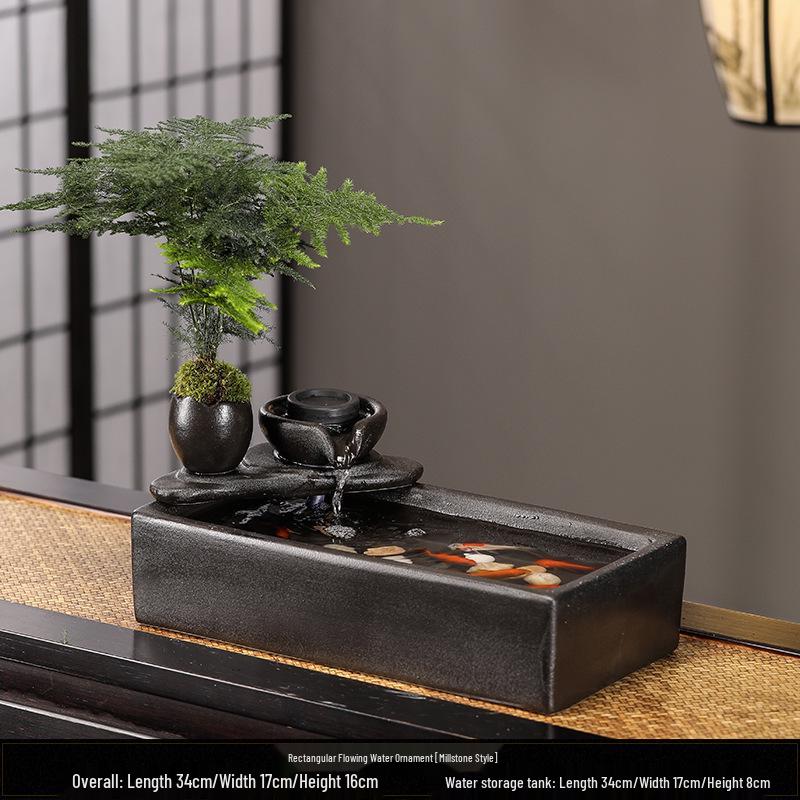 Ceramic Flowing Water Fountain: Wealth-Attracting Desktop Ornament for Living Room & Office Decor