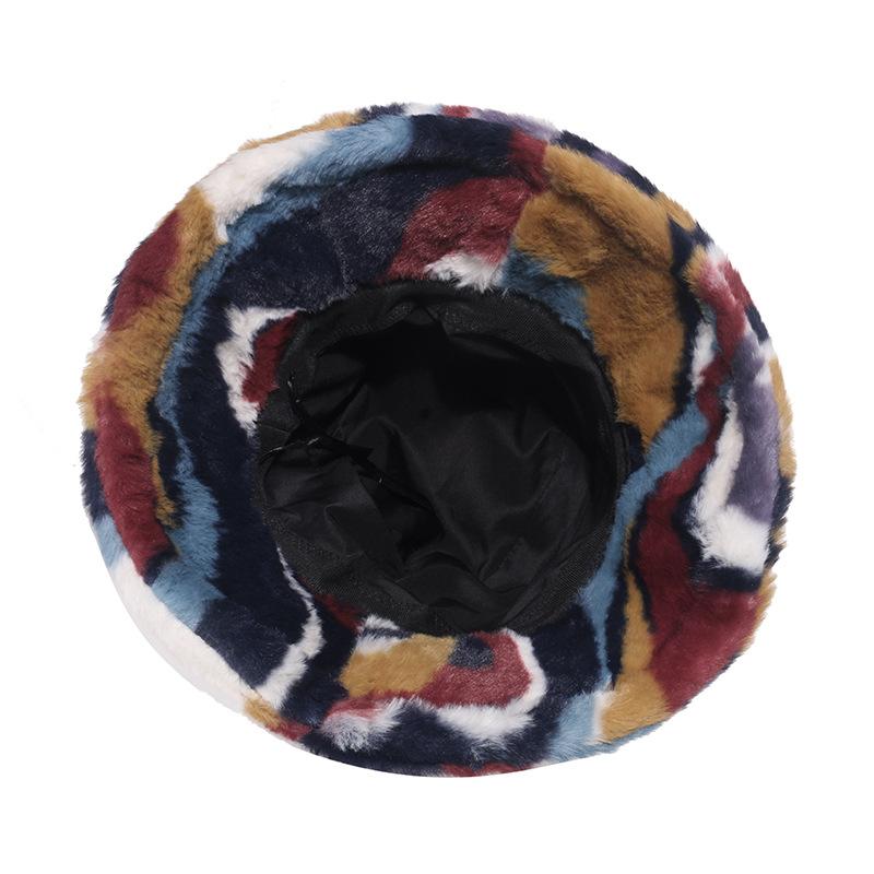 eBay European and American tide colorful graffiti color printing plush hat thermal hat bucket hat women winter