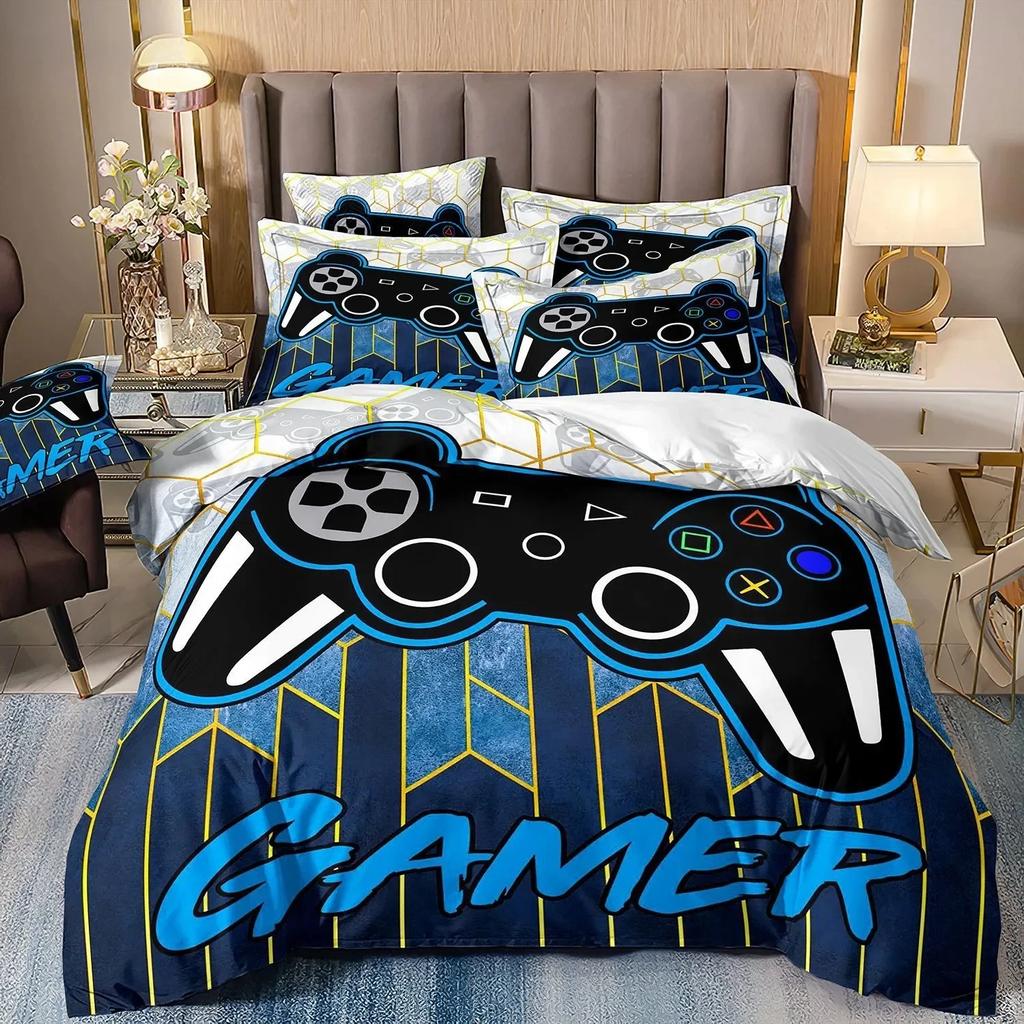 3D Gamer Bettwäschesets für Jungen Gaming Bettbezug Set Queen Videospiele Bettdeckenbezug, Playstation Designs Bettset für Teenager Jungen