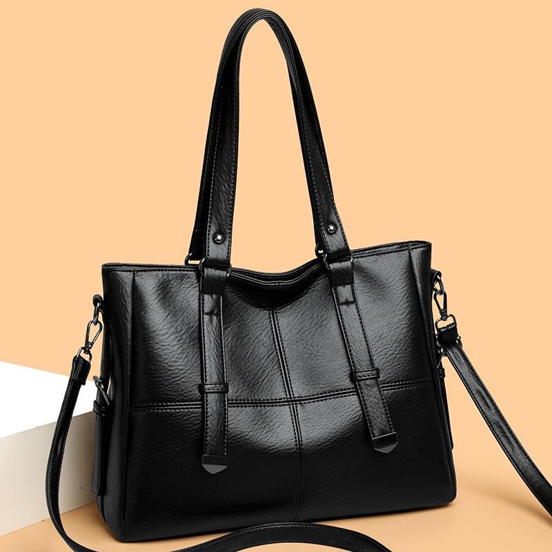 

2026 Women s Soft Leather Shoulder Bags Luxury Designer Handbag Ladies Solid Color Casual Large Tote Bags Messenger Commuter Bag