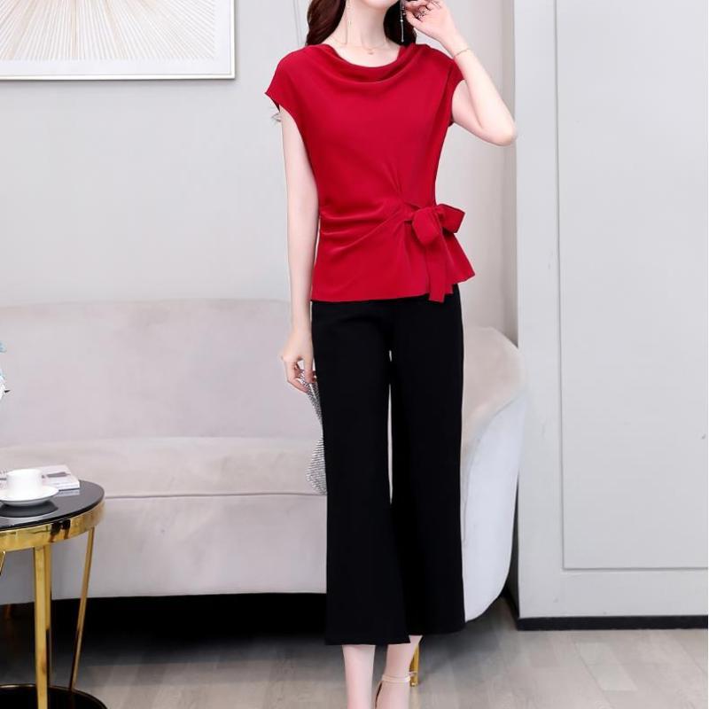 Chiffon Shirt Women's New Summer Fashiona Age Reducing French Short Sleeve Blouse Solid Color Bottoming Top