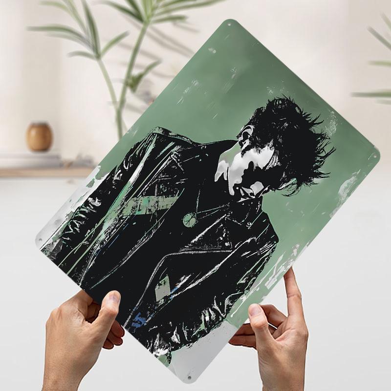 

Man in Leather Jacket Printed Poster Customized Wall Art Retro Vintage Metal Tin Signs for Home Decor Living Room Coffee Bar 20x30cm（7.8x11.8inch）