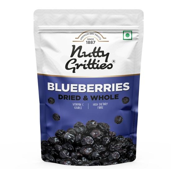 

Nutty Gritties Dried Blueberries 150g | Naturally Sweet & Tangy | Antioxidant-Rich Blueberry Snack | Resealable Pouch 150GM