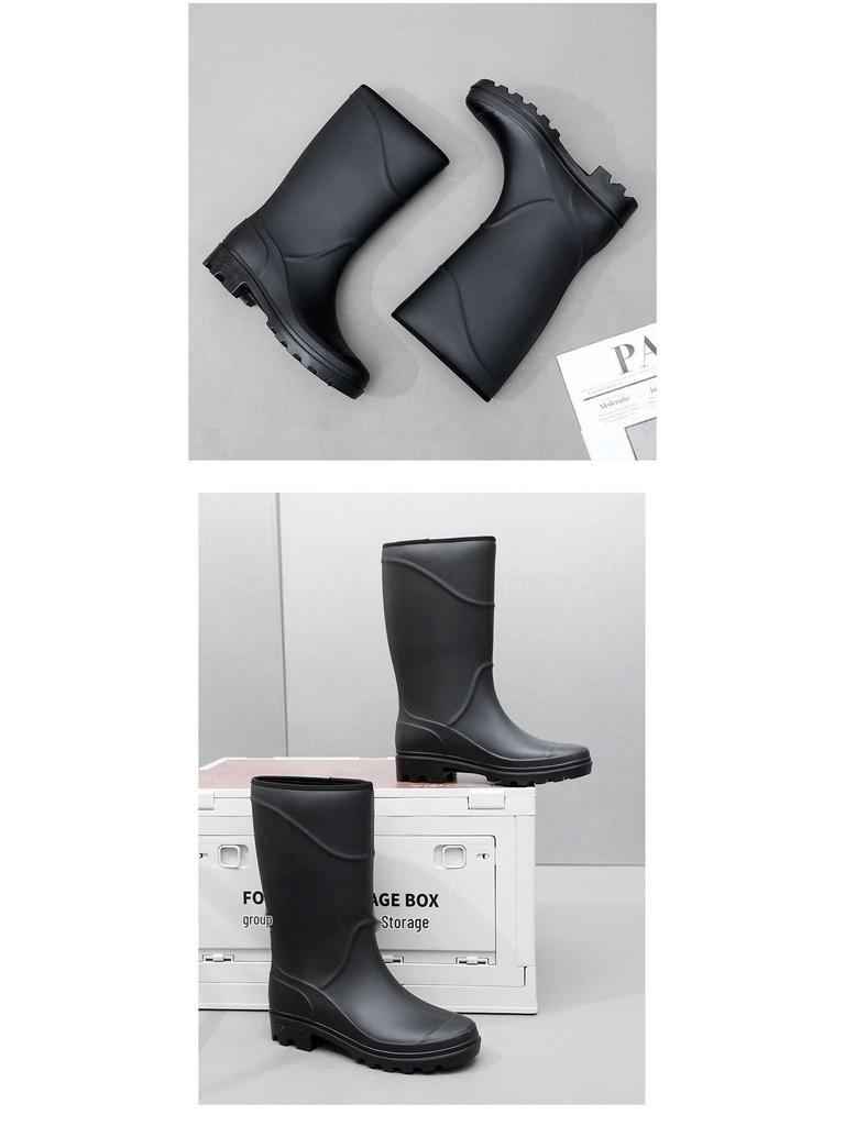 Men's Waterproof High-Top PVC Rubber Boots: Mid-Calf Rain & Construction Labor Protection Shoes
