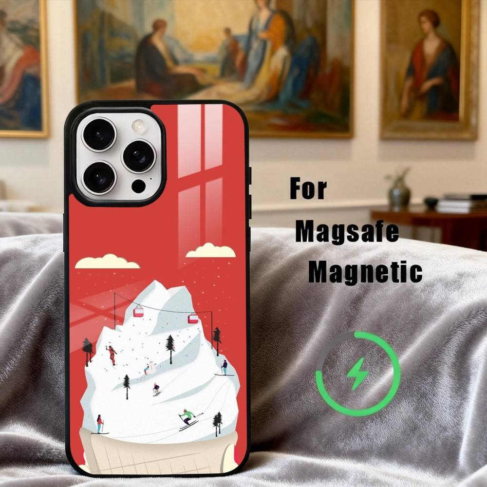S-Snow Mountain S-Skiing Ski  Phone Case For iPhone 17,16,15,14,13,12,Plus,Pro,Max for Magsafe Magnetic Wireless Charging