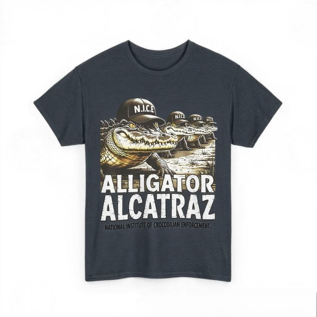

Alligator Alcatraz Shirt Florida Everglades Parody Design T-Shirt Classic Tshirts Male Urban Retro Creative Tshirt Aesthetic Rap 4XL