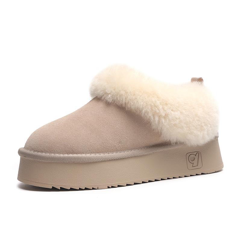 Leather snow boots women`s winter new