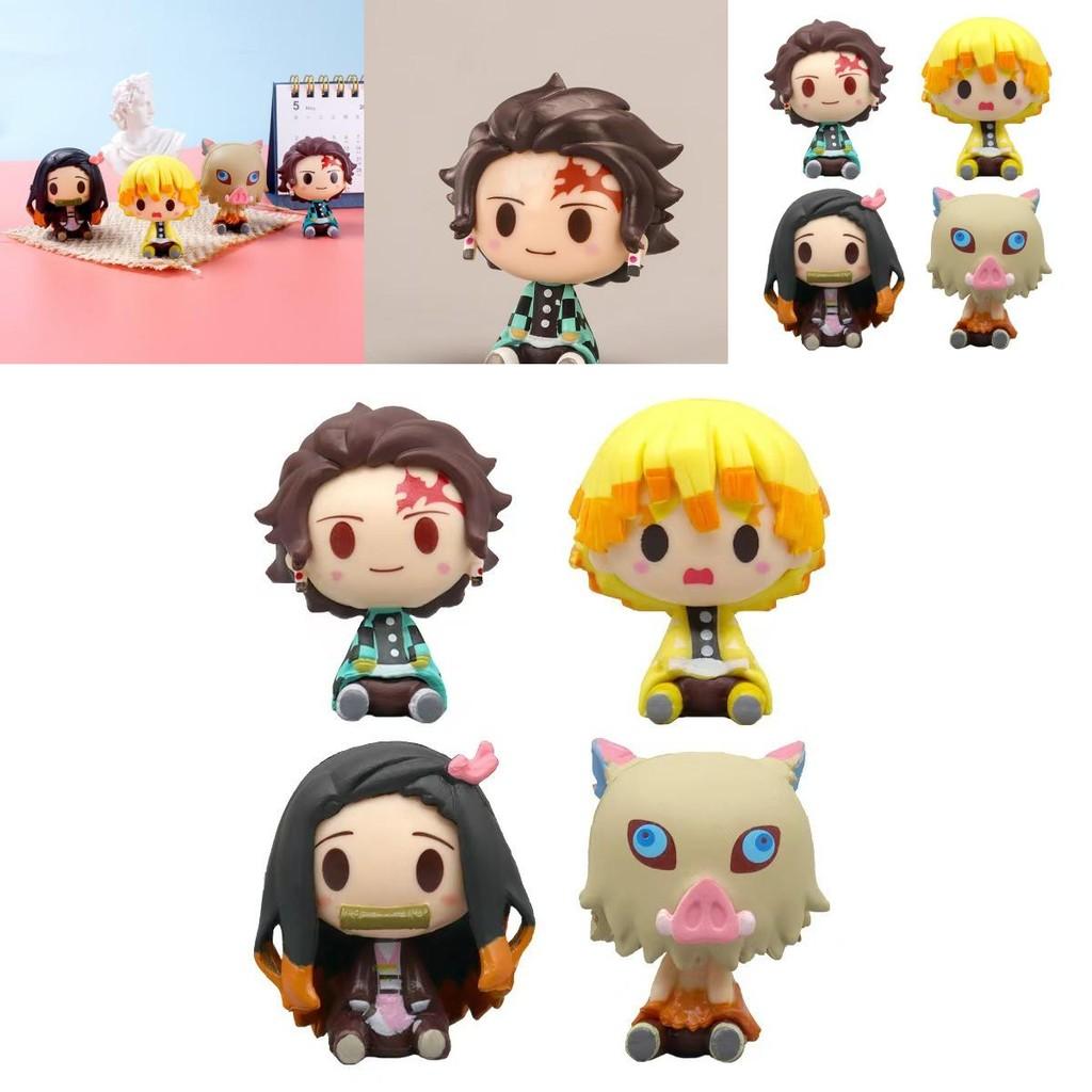 Cute Pvc Tanjiro And Nezuko Demon Slayer Sitting Figures Perfect For Cake Toppers