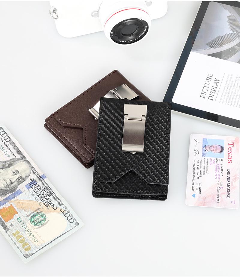 Multifunctional Minimalist Metal Money Clip Wallet with PU Leather and Multiple Card Slots for Men