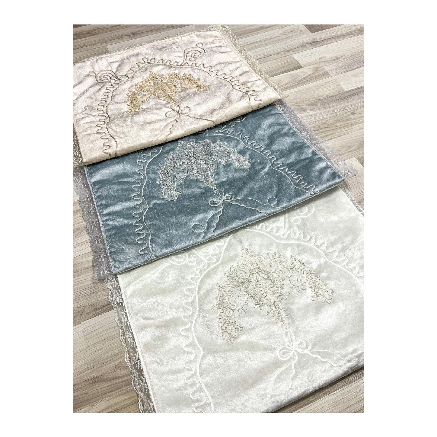 

3 Pcs French Laced Embroidered Velvet Dowry Bridal Set Prayer Mat 70 x 120