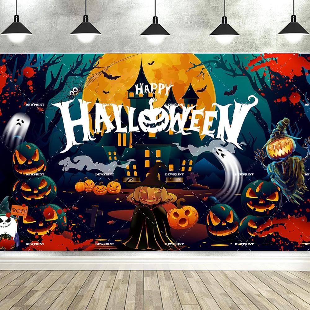 Spooky Cartoon Halloween Backdrop Cute Cat Ghost Happy Halloween Banner Halloween Backgrounds for Kid Photography Party Supplies327
