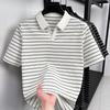 [Clean and Elegant] Jovo Skin friendly Breathable Men's Striped Collar Short sleeved Top