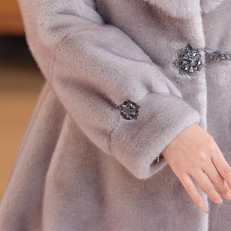 Luxurious Winter Faux Fur Coat for Women Thick Warm Outerwears Elegant Middle-aged Woman Fur Jacket
