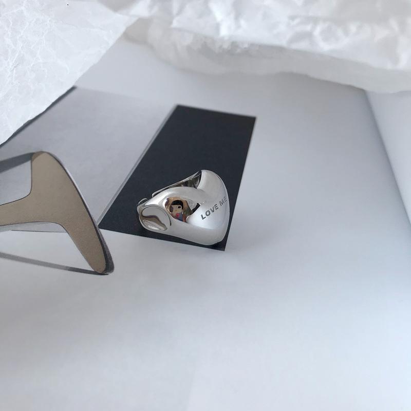 VENTFILLE 925 Sterling Silver Love Heart Vintage Ring For Female Gift Punk Rock Geometric Jewelry Accessories Dropshipping