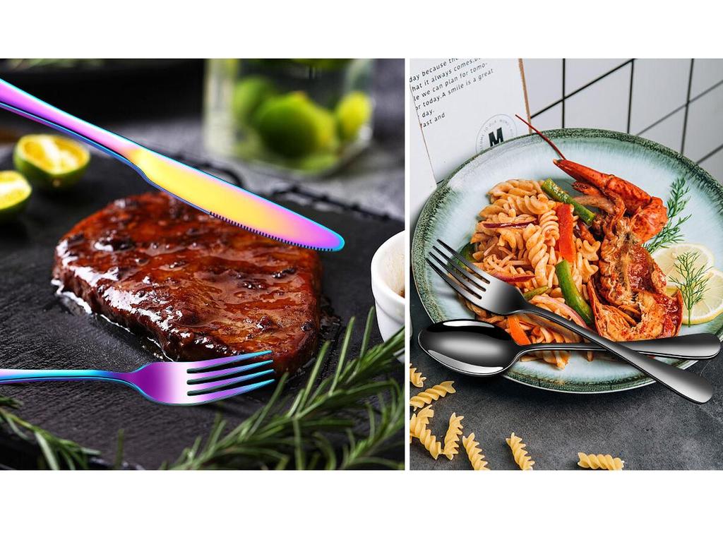 Golden Wooden Box Stainless Steel Cutlery Set - Steak Knife, Fork, Spoon for Western Dining