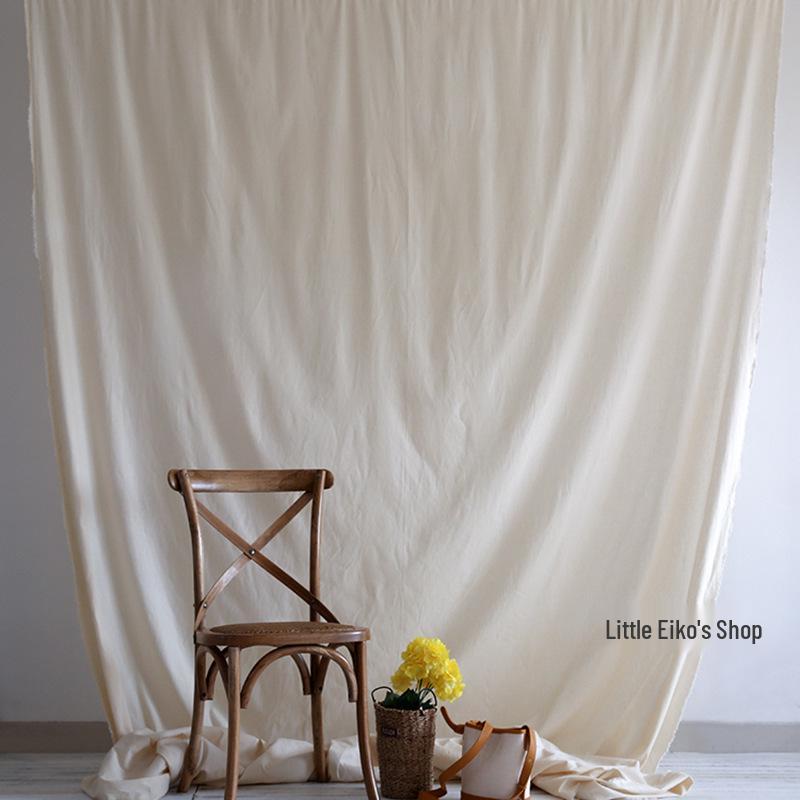 2.45m Extra-Wide Beige Photography Backdrop in Korean Minimalist Style Cotton Canvas