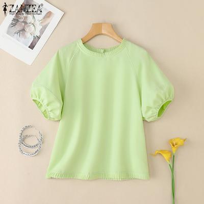 Women Casual Round Neck Summer Short Sleeve Blouse