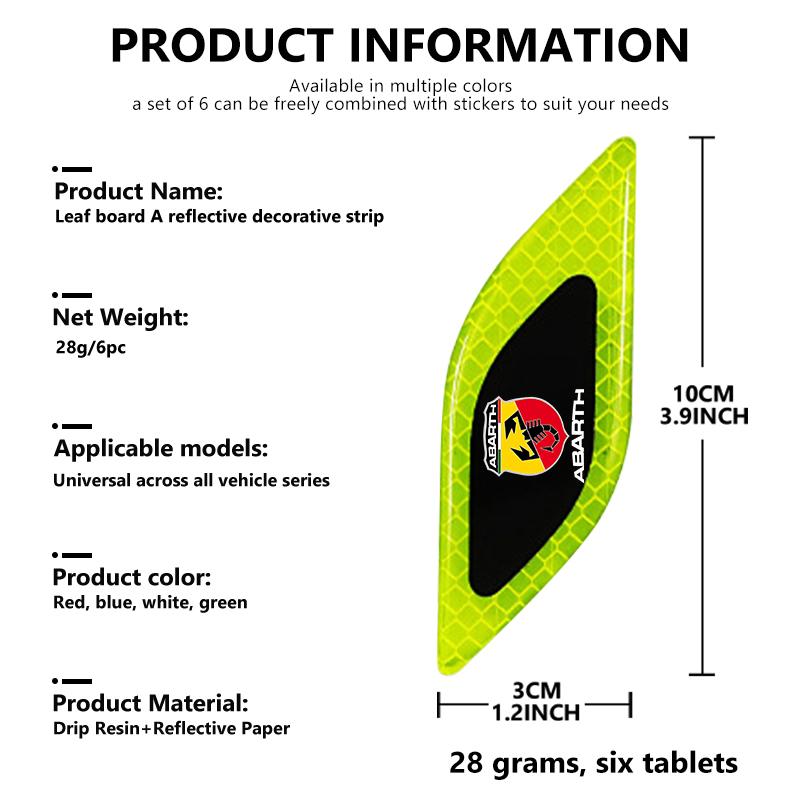 Car Logo Reflective Safety Strip Sticker Car Sticker Warning Tape For Abarth FIAT FR 500 Punto Ducato Palio Bravo Doblo Tipo