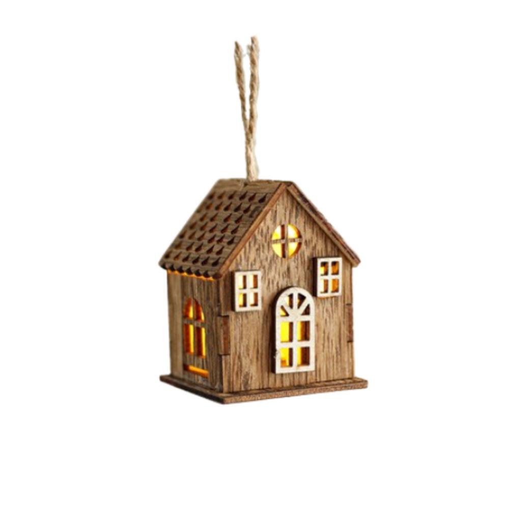 Mini Glowing House Ornament Natural Xmas Tree Hanging Decoration  Festive Holiday Decorations