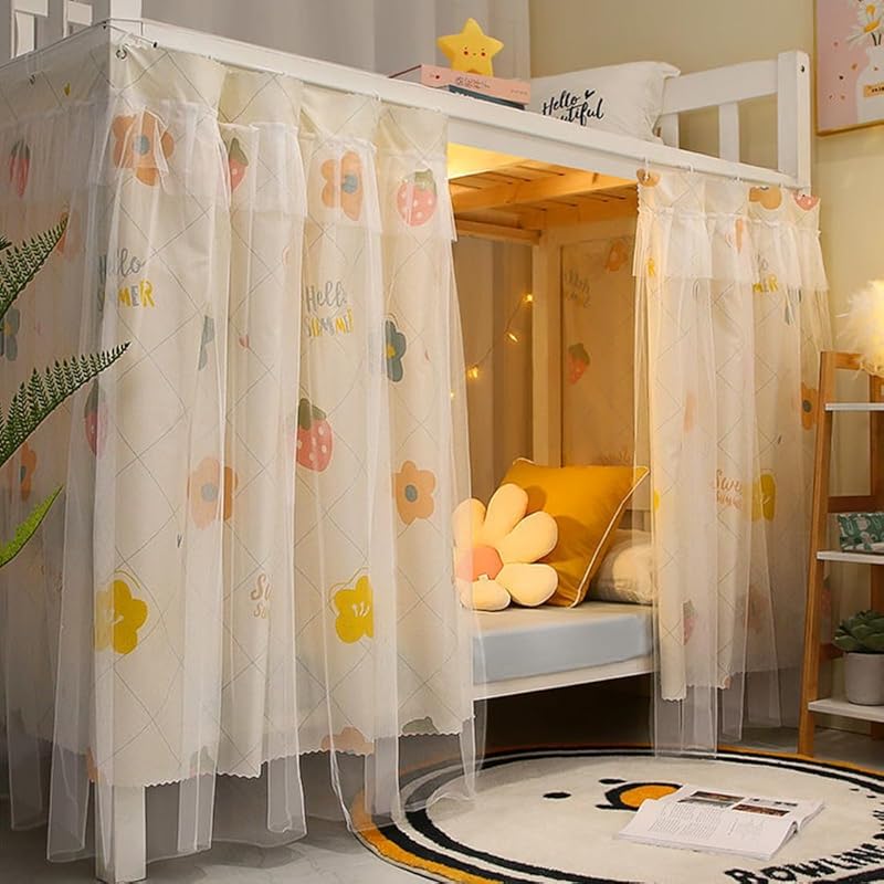 Students Dorm Bunk Bed Curtain Home Privacy Bed Shading Curtain Net Bed Cloth Dustproof Blackout Bed Canopy Bedding Curtain Students Dormitory Tent
