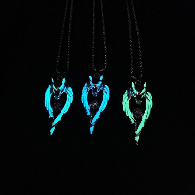 Colliers Punk Pendentif Loup du Nord Lumineux Bijoux de Fête Cadeau pour Femmes
