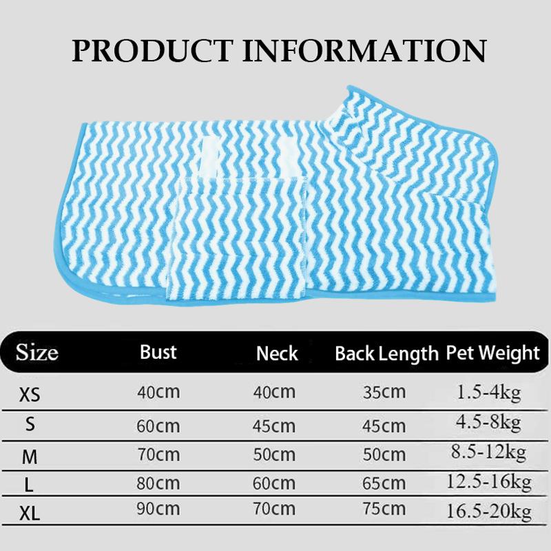 Pet Dog Quick Drying Absorbent Bathrobe Towel Ultra-fine Fiber Absorbent Clothes Dog Bath Towel Large Dogs Clean Pet Supplies XS