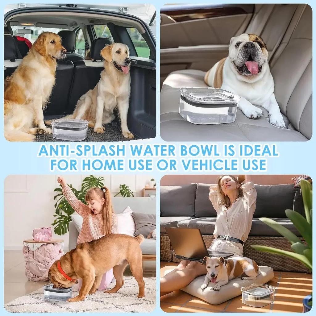 2L Anti Bowl Splash Dripless Dispenser Drinking Bowl Water Water No Mess Slow Proof Dog Cat Refill, Reduce Pet Spill