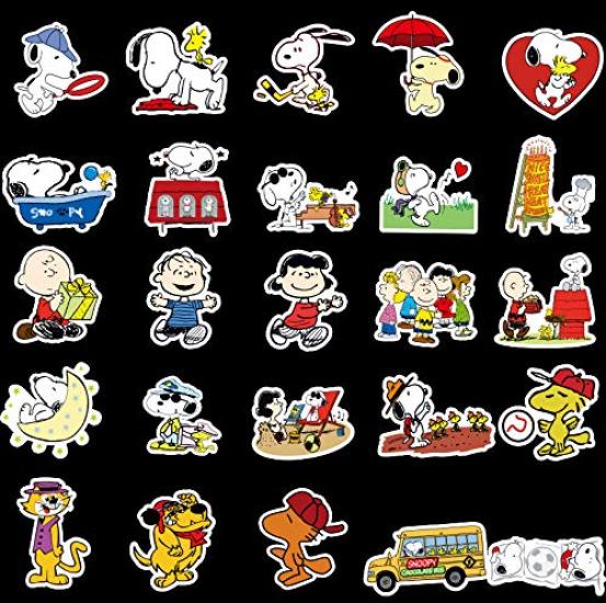 100 Cute Snoopy Anime Waterproof Stickers for Club and More Stickers, Suitcases, Motorcycles, Helmets, Activities,