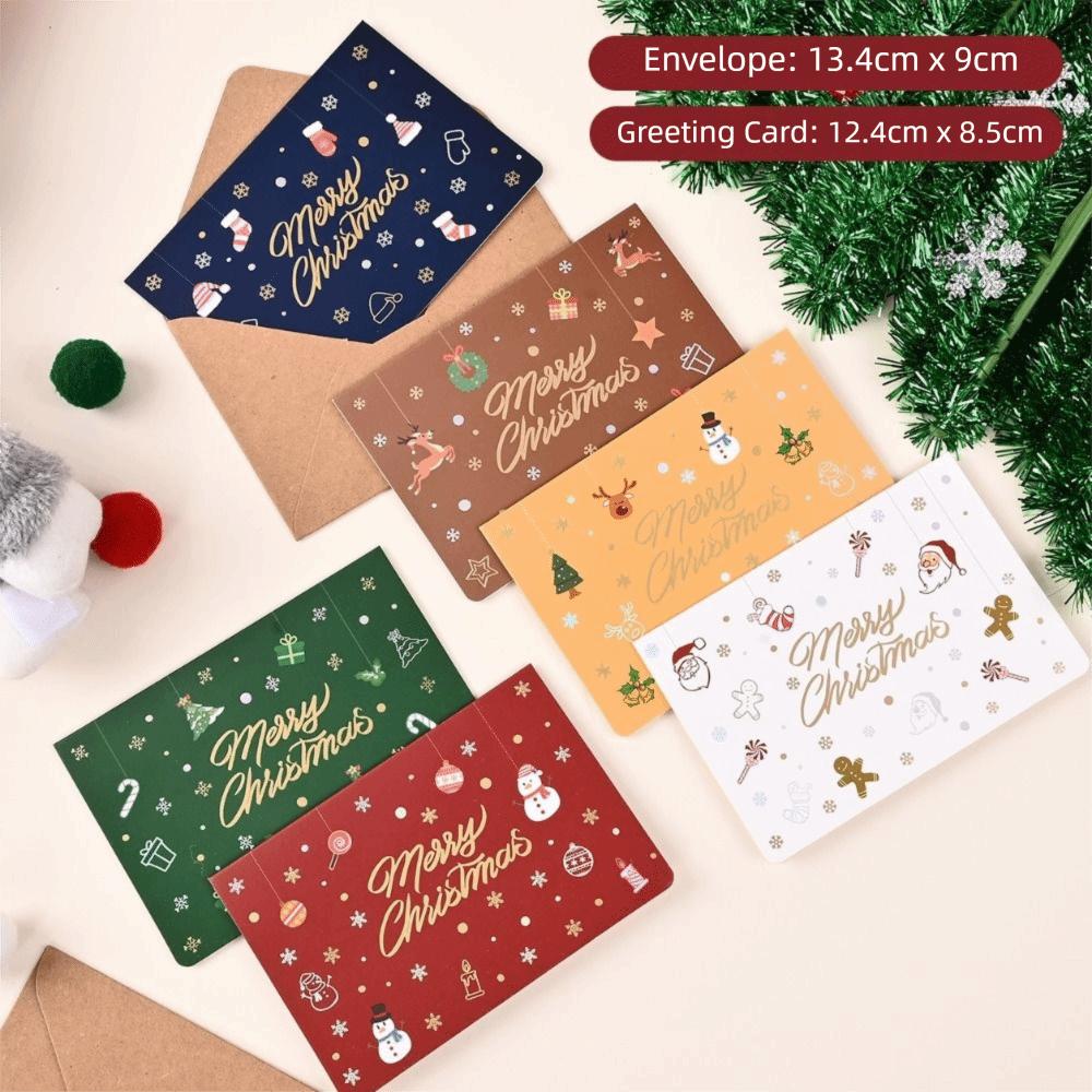 6Pcs Oil Painting Style Holiday Cards Sealing Stickers Postcard Gift Cards Blessing