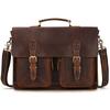 Retro Briefcase Crazy Horse Leather Large Capacity Leather Computer Bag 15 Inch Shoulder Handbag Business Bag