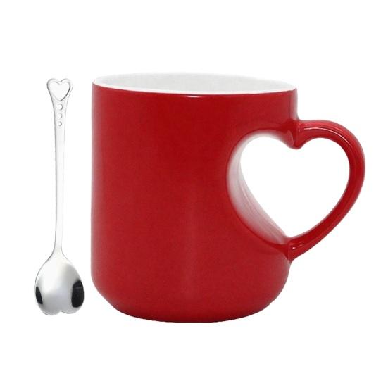 Heart-Shaped Color Changing Mug Double-Sided Vibrant Printing Ceramic Cup Heat Sensitive Coffee Cup Fun Novelty Gift for Valentine's Day And Christmas